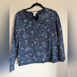 Christopher & Banks Relaxed Winter Graphic Long Sleeved Tee Size S